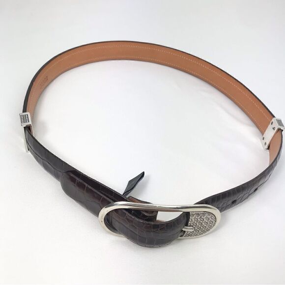 Brighton Brown Leather Weave and Reptile Pattern Belt - Picture 2 of 13